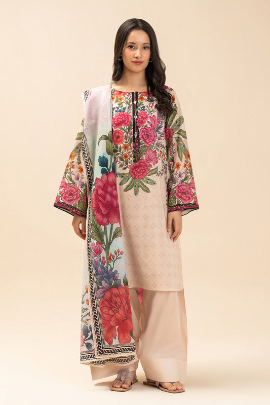 3 PIECE PRINTED LAWN SUIT-BLUSH BOTANICA (UNSTITCHED)