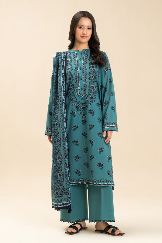 3 PIECE PRINTED LAWN SUIT-OCEAN BREEZE (UNSTITCHED)