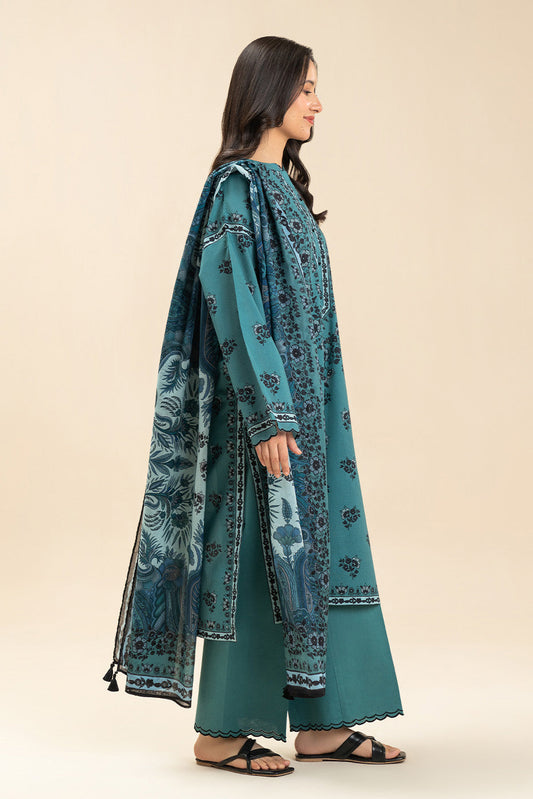 3 PIECE PRINTED LAWN SUIT-OCEAN BREEZE (UNSTITCHED)