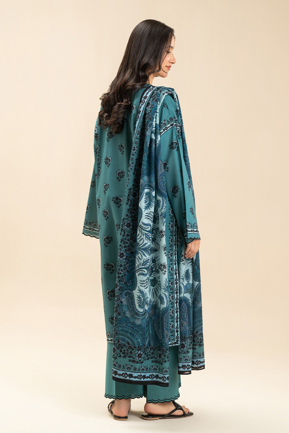 3 PIECE PRINTED LAWN SUIT-OCEAN BREEZE (UNSTITCHED)
