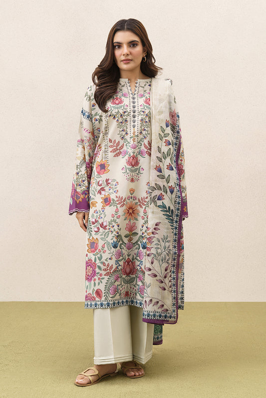 3 PIECE PRINTED LAWN SUIT-TROPIC TUNE (UNSTITCHED)