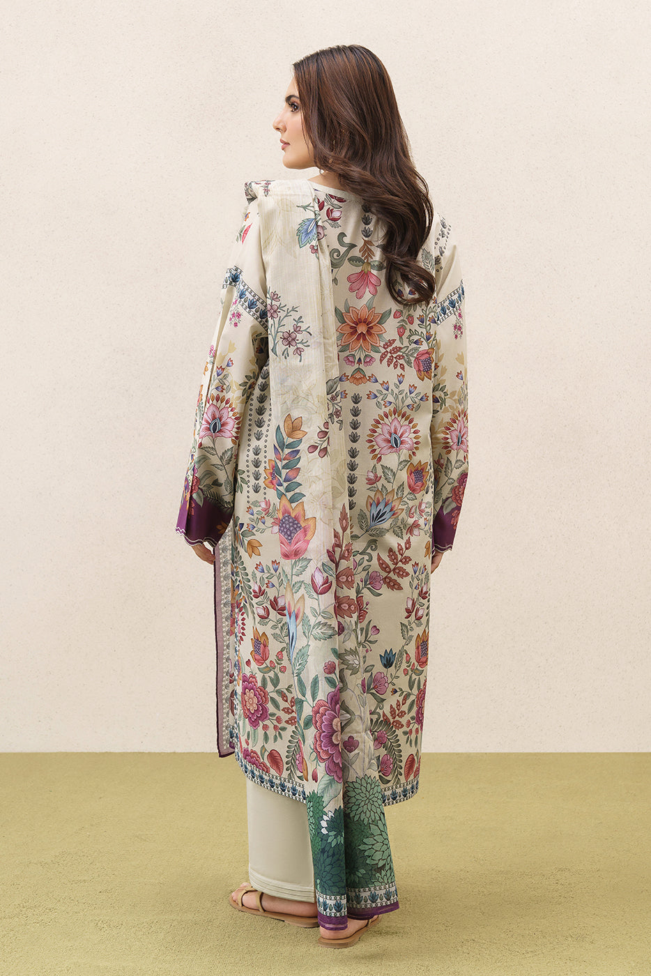 3 PIECE PRINTED LAWN SUIT-TROPIC TUNE (UNSTITCHED)