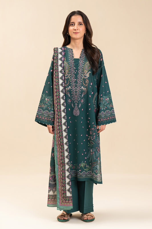 3 PIECE PRINTED LAWN SUIT-SORCERERS GARDEN (UNSTITCHED)