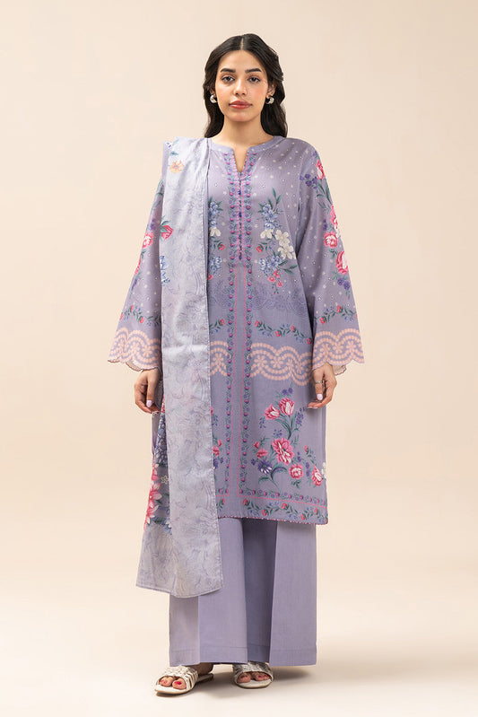 3 PIECE PRINTED LAWN SUIT-HYDRANGEA HAZE (UNSTITCHED)