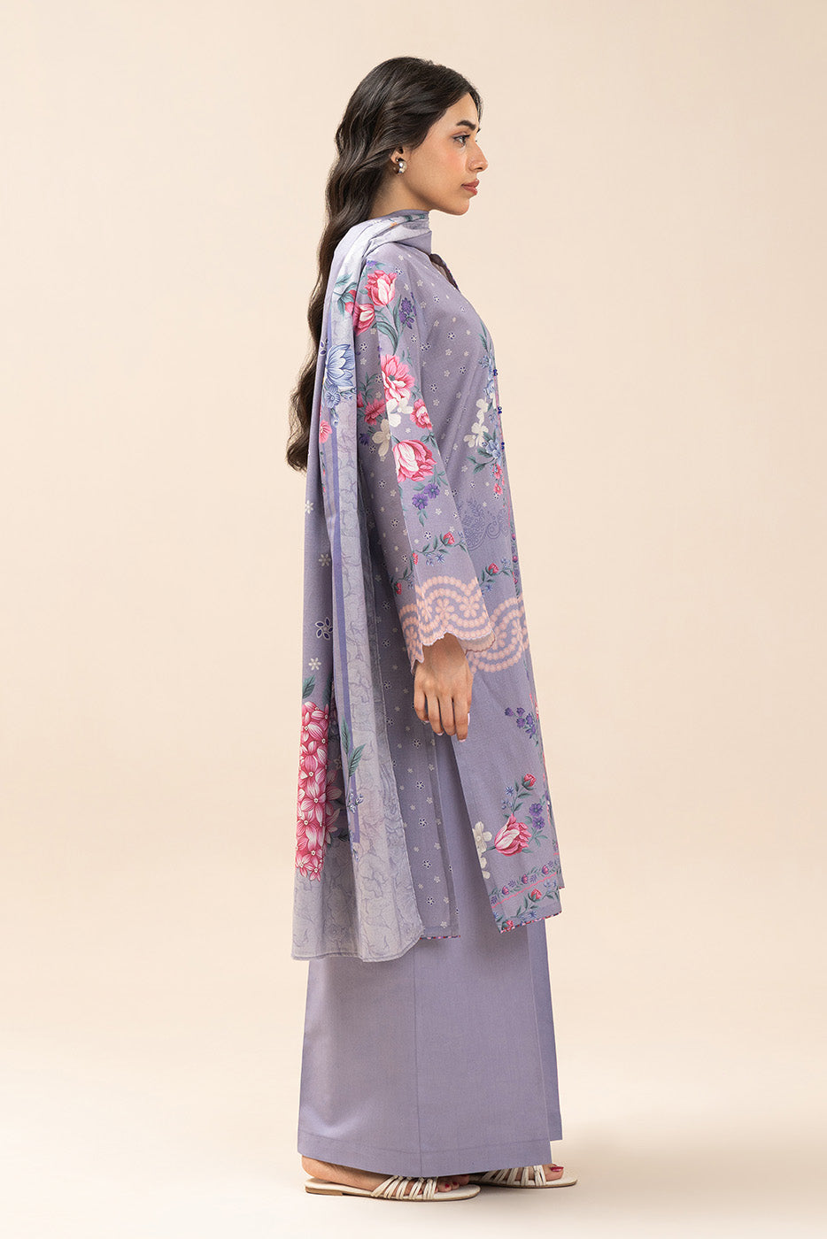 3 PIECE PRINTED LAWN SUIT-HYDRANGEA HAZE (UNSTITCHED)