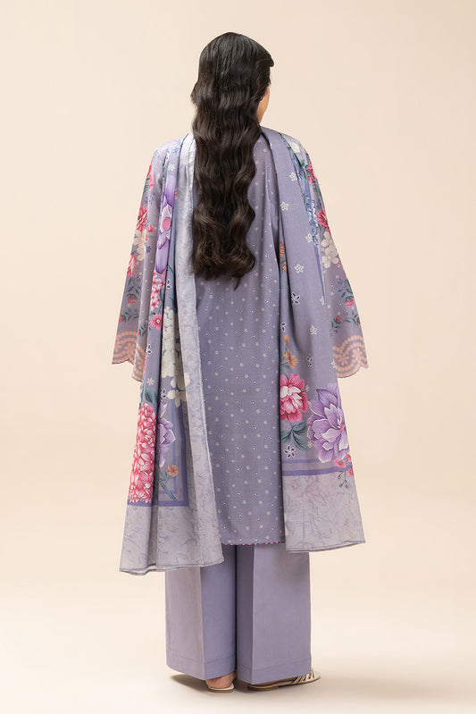 3 PIECE PRINTED LAWN SUIT-HYDRANGEA HAZE (UNSTITCHED)