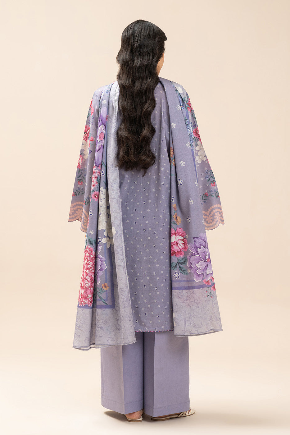 3 PIECE PRINTED LAWN SUIT-HYDRANGEA HAZE (UNSTITCHED)