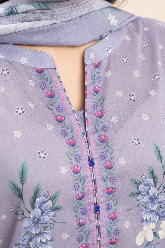 3 PIECE PRINTED LAWN SUIT-HYDRANGEA HAZE (UNSTITCHED)