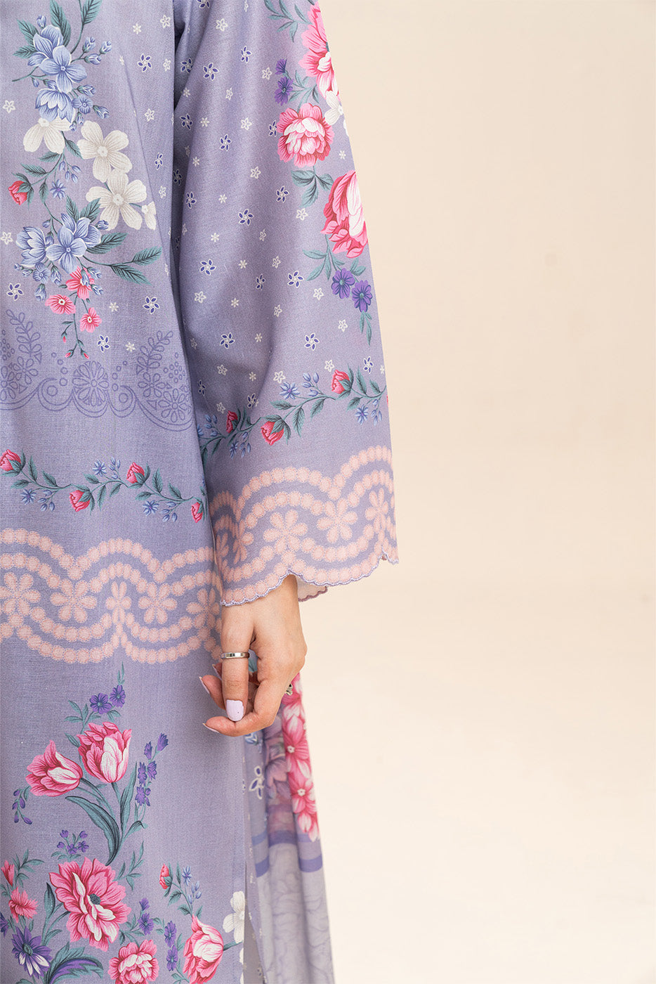 3 PIECE PRINTED LAWN SUIT-HYDRANGEA HAZE (UNSTITCHED)