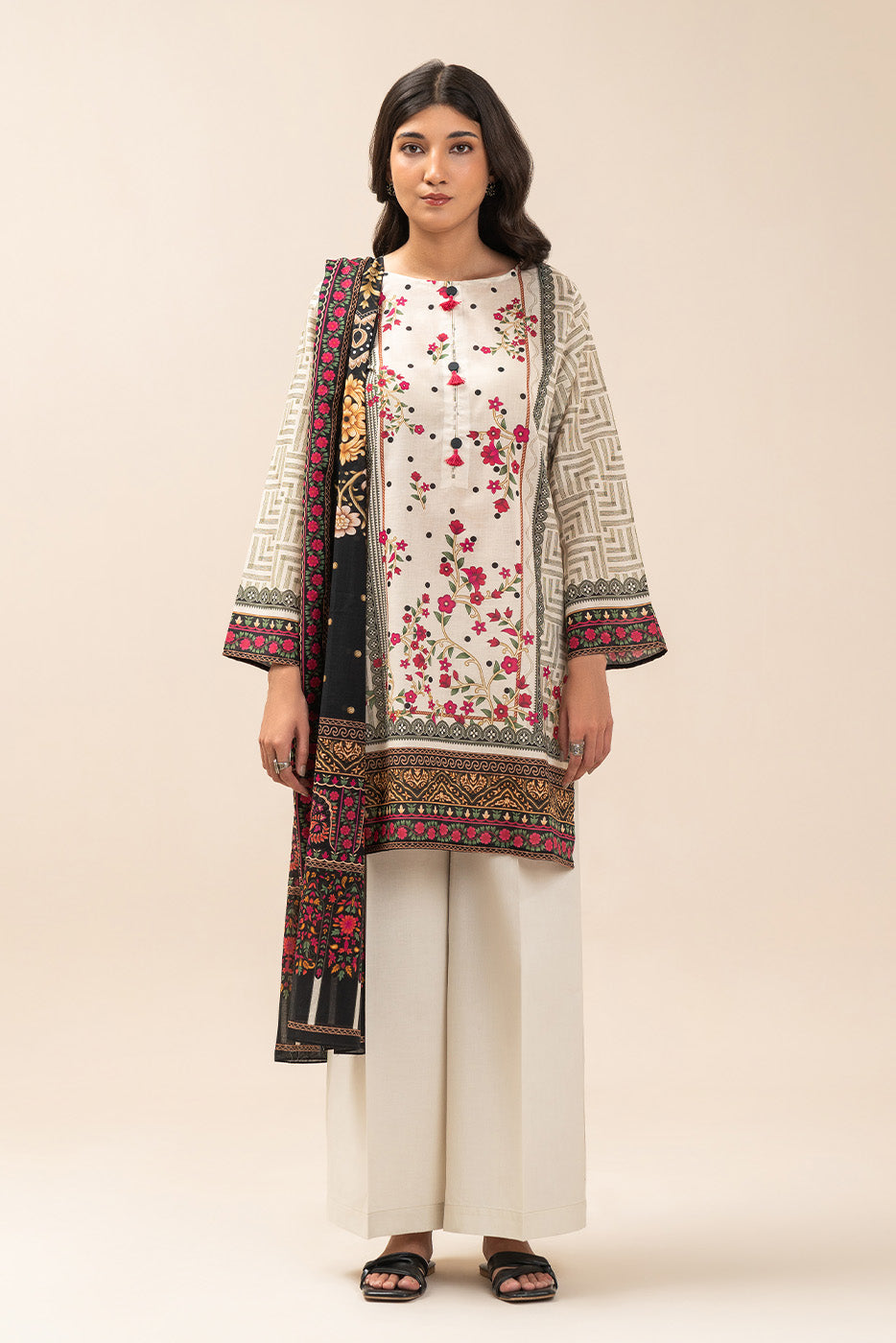 3 PIECE PRINT LAWN SUIT-ROYAL GARDEN (UNSTITCHED)