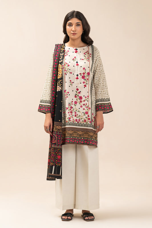 3 PIECE PRINT LAWN SUIT-ROYAL GARDEN (UNSTITCHED)