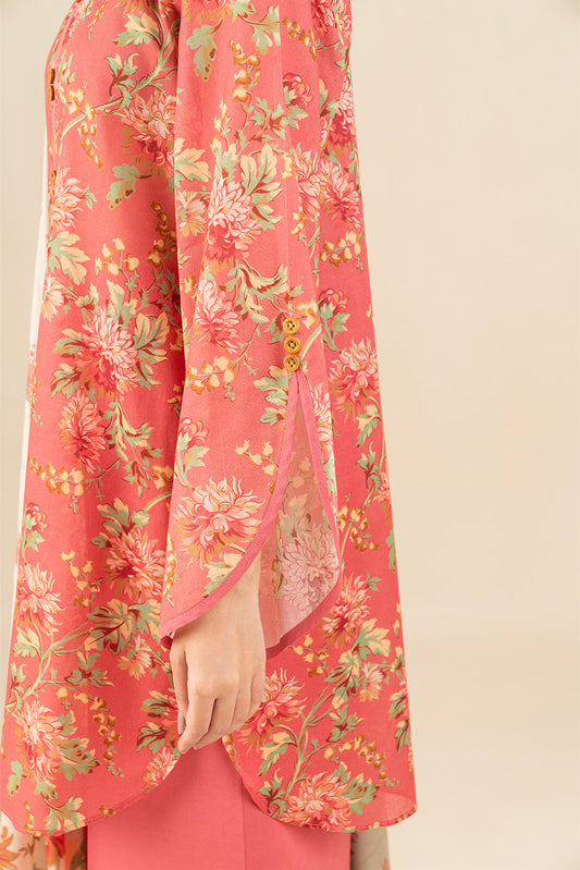 3 PIECE PRINTED LAWN SUIT-MONOCHROMATIC AZURE (UNSTITCHED)