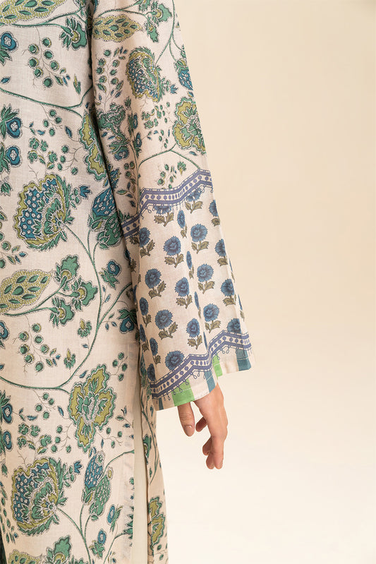 3 PIECE PRINTED LAWN SUIT-AZURE CHARM (UNSTITCHED)