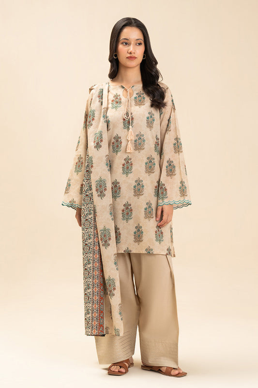 3 PIECE PRINTED LAWN SUIT-WHIMSICAL DUSK (UNSTITCHED)