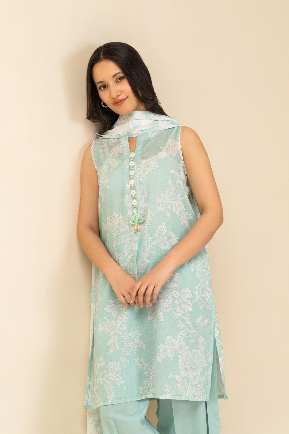 3 PIECE PRINTED LAWN SUIT-SILHOUETTE BLOOMS (UNSTITCHED)