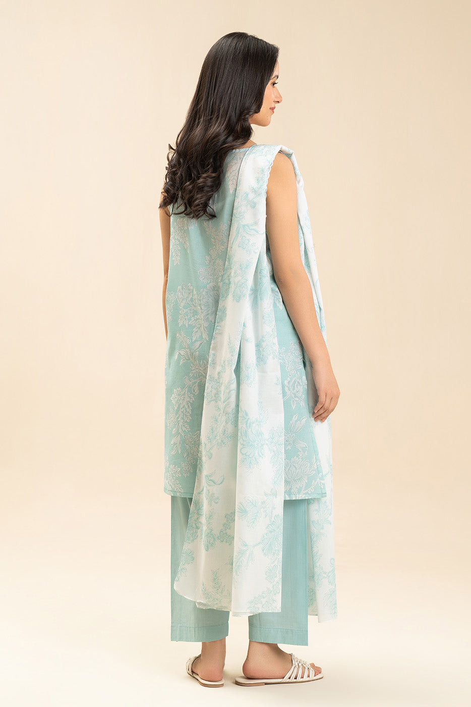 3 PIECE PRINTED LAWN SUIT-SILHOUETTE BLOOMS (UNSTITCHED)