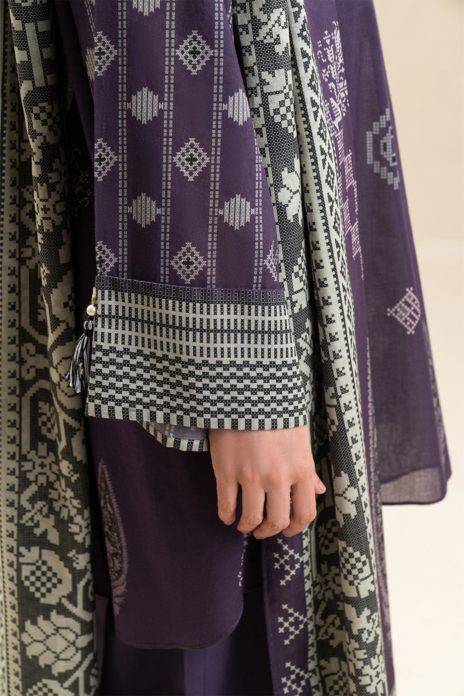 3 PIECE PRINTED LAWN SUIT-VIOLET QUARTZ (UNSTITCHED)