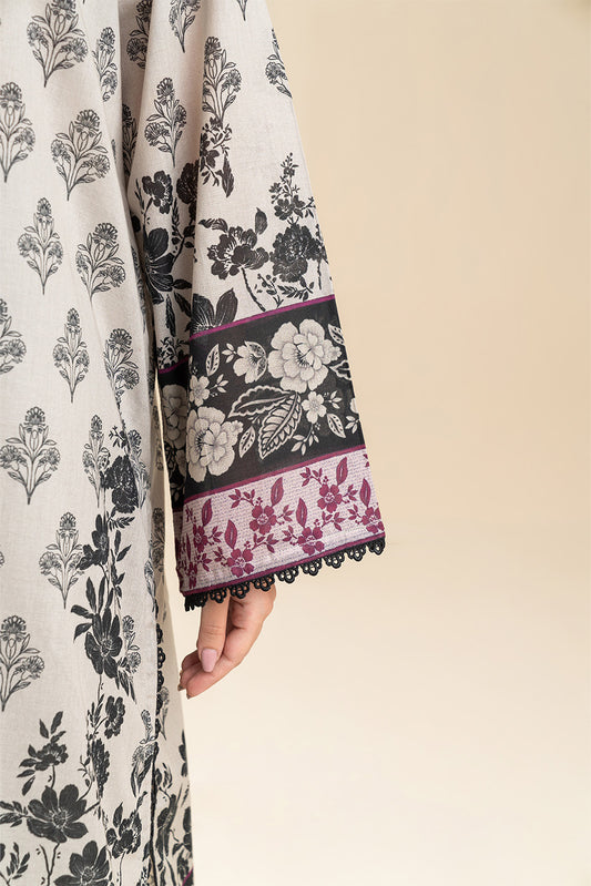 3 PIECE PRINTED LAWN SUIT-WHIMSICAL FLORET (UNSTITCHED)