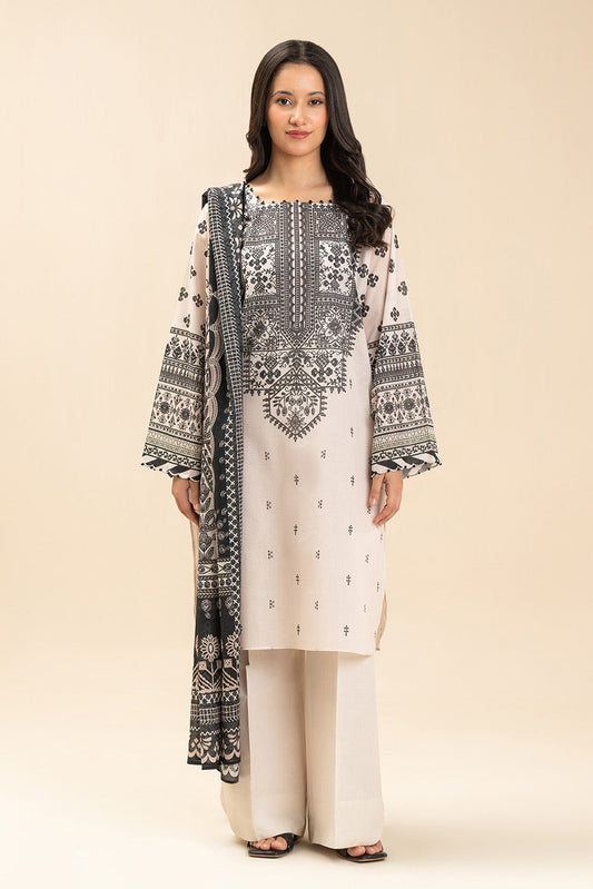 3 PIECE PRINTED LAWN SUIT-MONOCHROME DREAM (UNSTITCHED)