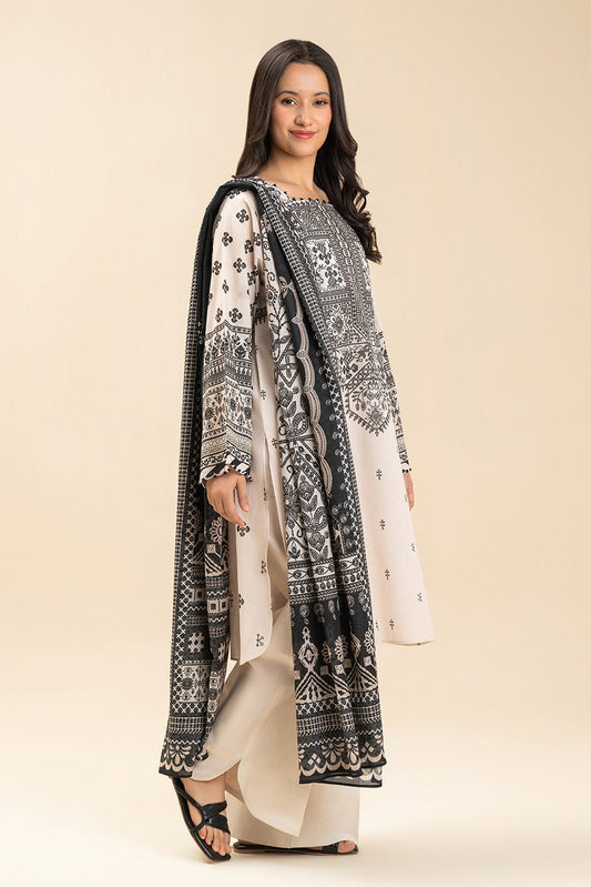 3 PIECE PRINTED LAWN SUIT-MONOCHROME DREAM (UNSTITCHED)