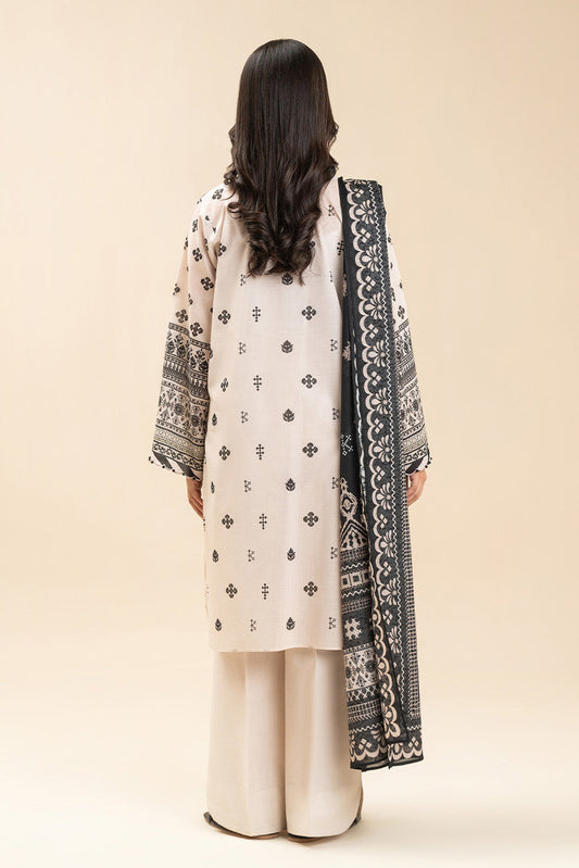 3 PIECE PRINTED LAWN SUIT-MONOCHROME DREAM (UNSTITCHED)