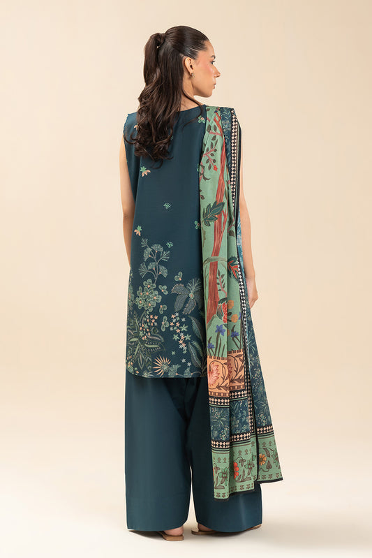 3 PIECE PRINTED LAWN SUIT-MISTY BREEZE (UNSTITCHED)