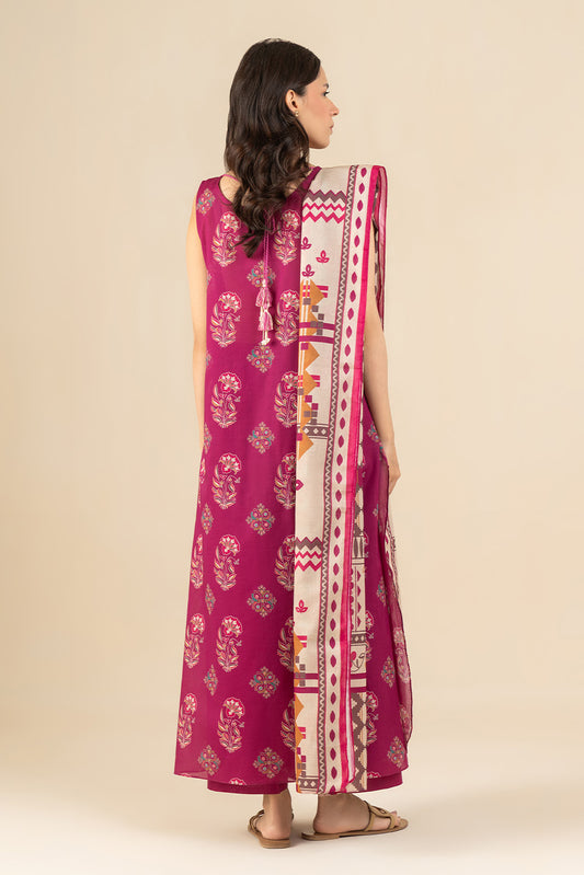 3 PIECE PRINTED LAWN SUIT-BERRY TRELLIS (UNSTITCHED)