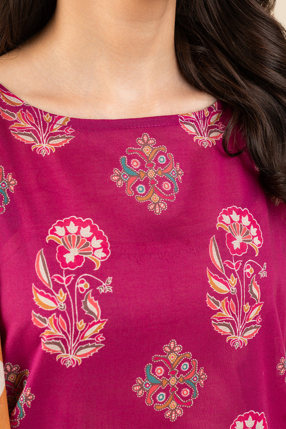 3 PIECE PRINTED LAWN SUIT-BERRY TRELLIS (UNSTITCHED)