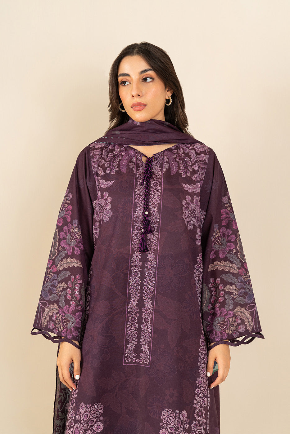 3 PIECE PRINTED LAWN SUIT-JACOBEAN HAZE ( UNSTITCHED )