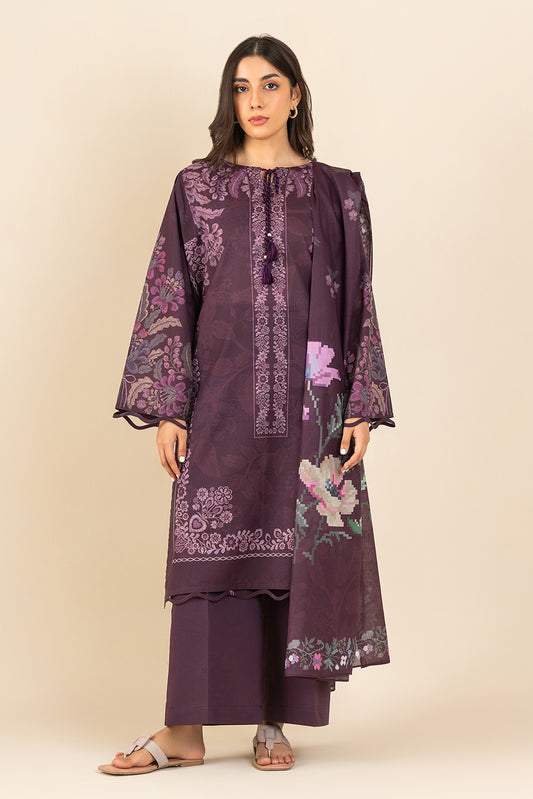 3 PIECE PRINTED LAWN SUIT-JACOBEAN HAZE ( UNSTITCHED )