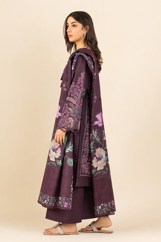 3 PIECE PRINTED LAWN SUIT-JACOBEAN HAZE ( UNSTITCHED )