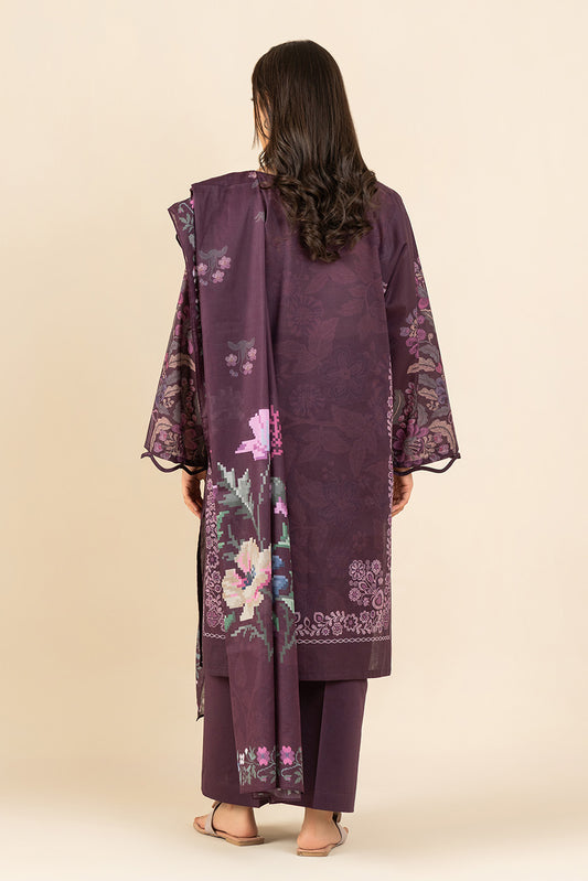 3 PIECE PRINTED LAWN SUIT-JACOBEAN HAZE ( UNSTITCHED )