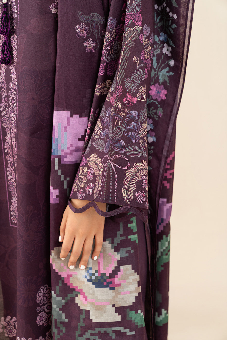 3 PIECE PRINTED LAWN SUIT-JACOBEAN HAZE ( UNSTITCHED )