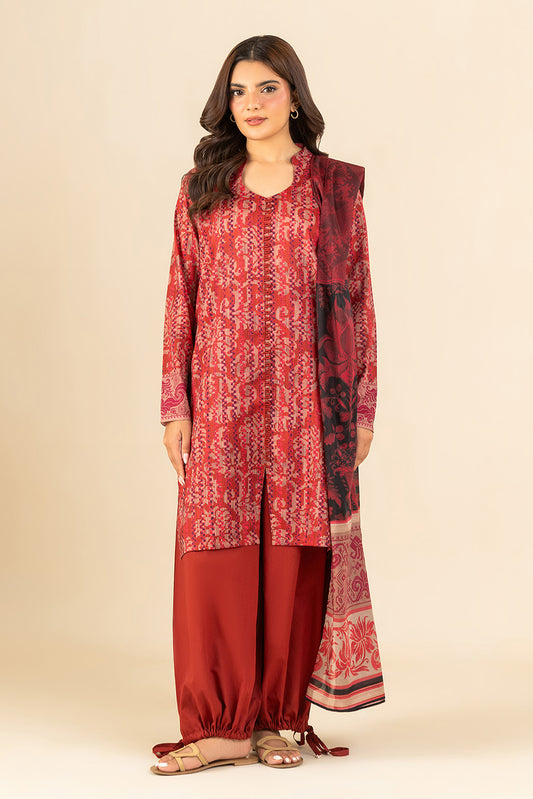 3 PIECE PRINTED LAWN SUIT-SCARLET RIME (UNSTITCHED)