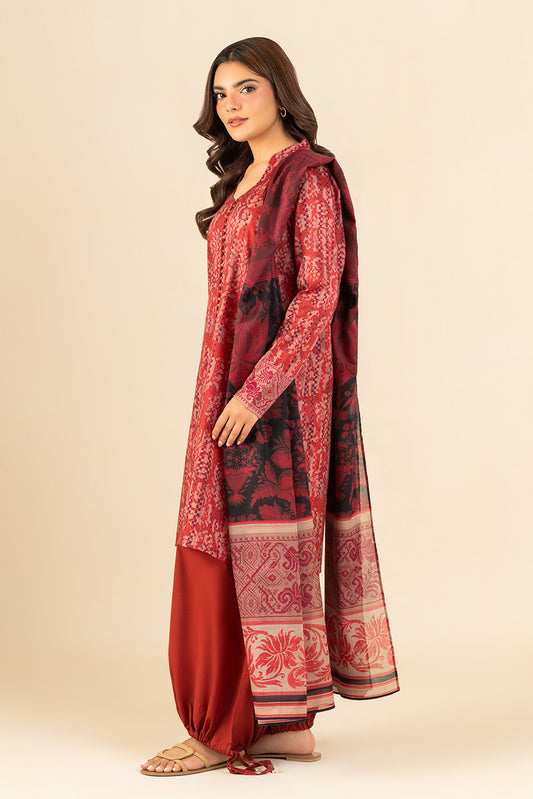 3 PIECE PRINTED LAWN SUIT-SCARLET RIME (UNSTITCHED)