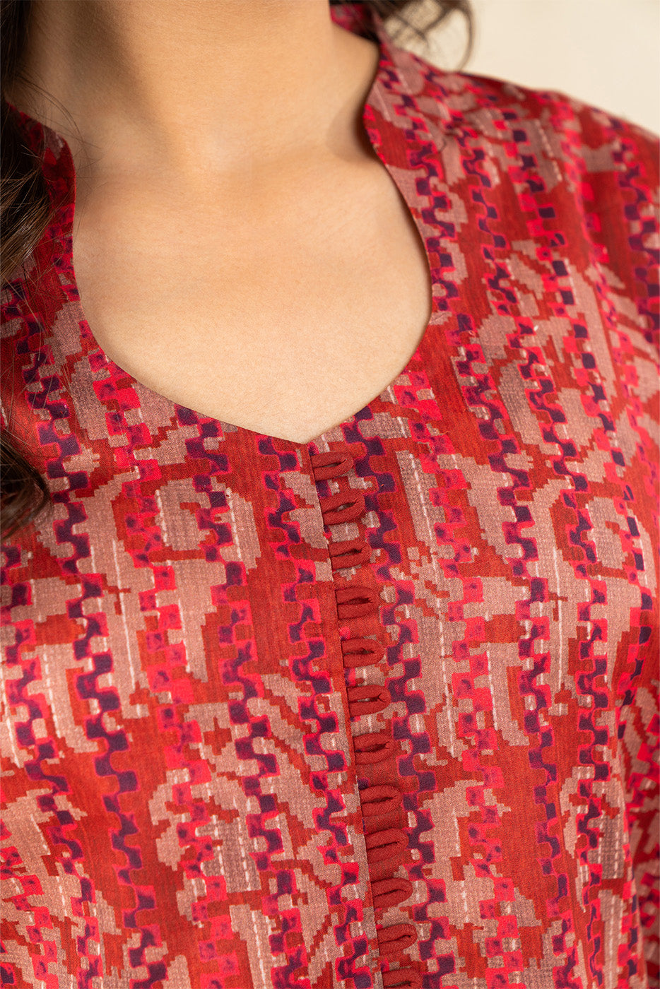 3 PIECE PRINTED LAWN SUIT-SCARLET RIME (UNSTITCHED)