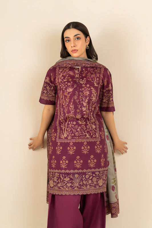 3 PIECE PRINTED LAWN SUIT-SAGE DEW ( UNSTITCHED )