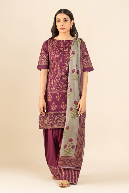 3 PIECE PRINTED LAWN SUIT-SAGE DEW ( UNSTITCHED )