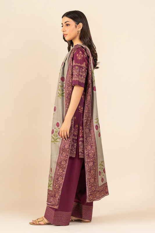 3 PIECE PRINTED LAWN SUIT-SAGE DEW ( UNSTITCHED )