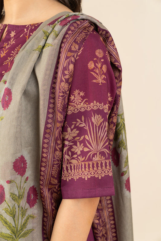 3 PIECE PRINTED LAWN SUIT-SAGE DEW ( UNSTITCHED )