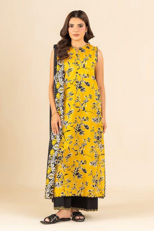 3 PIECE PRINTED LAWN SUIT-SOLAR WHIMSY (UNSTITCHED)