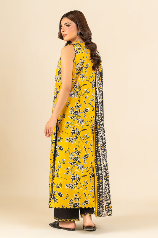 3 PIECE PRINTED LAWN SUIT-SOLAR WHIMSY (UNSTITCHED)