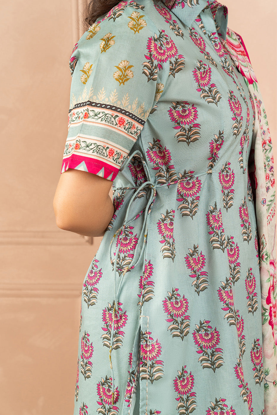 3 PIECE PRINTED LAWN SUIT-INDIGO GLAZE ( UNSTITCHED )
