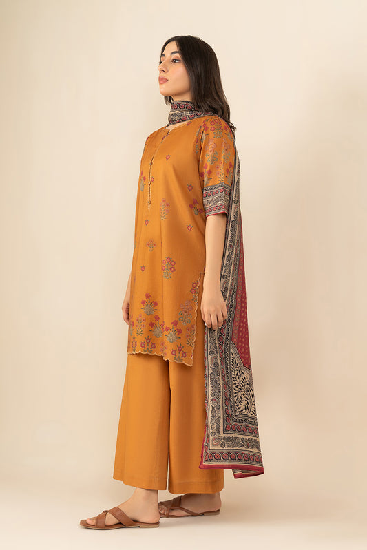3 PIECE PRINTED LAWN SUIT-FLORAISON BLAZE ( UNSTITCHED )