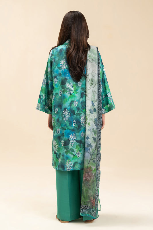 3 PIECE PRINTED LAWN SUIT-SERENE GARDEN (UNSTITCHED)