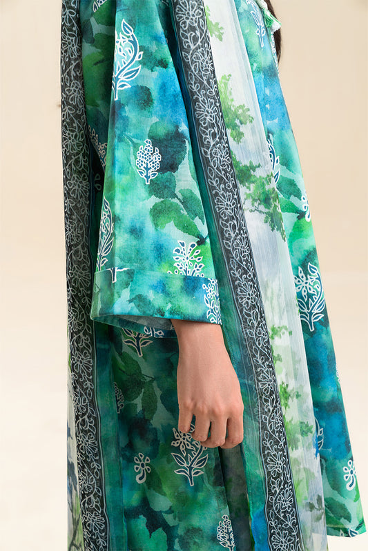 3 PIECE PRINTED LAWN SUIT-SERENE GARDEN (UNSTITCHED)