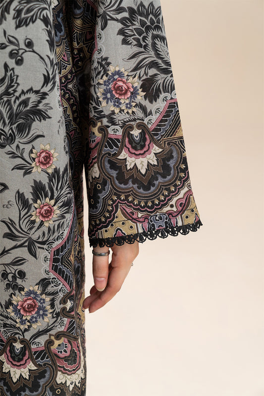 3 PIECE PRINTED LAWN SUIT-WHIMSICAL SAGE (UNSTITCHED)