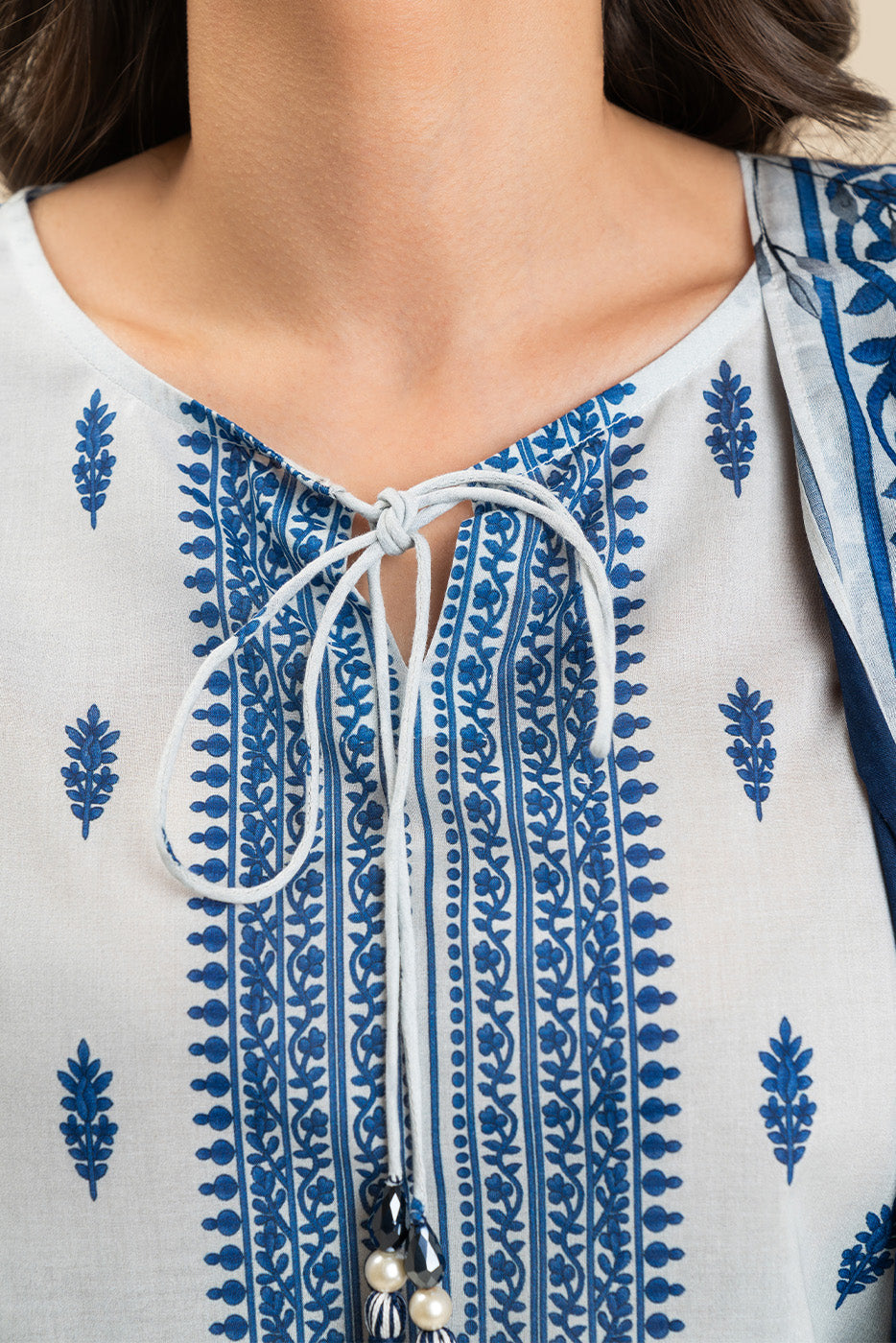 3 PIECE PRINTED LAWN SUIT-BLUE HAVEN (UNSTITCHED)
