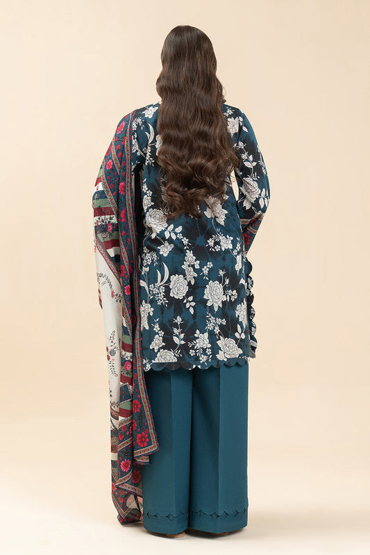 3 PIECE PRINTED LAWN SUIT-AZURE FLORAL (UNSTITCHED)
