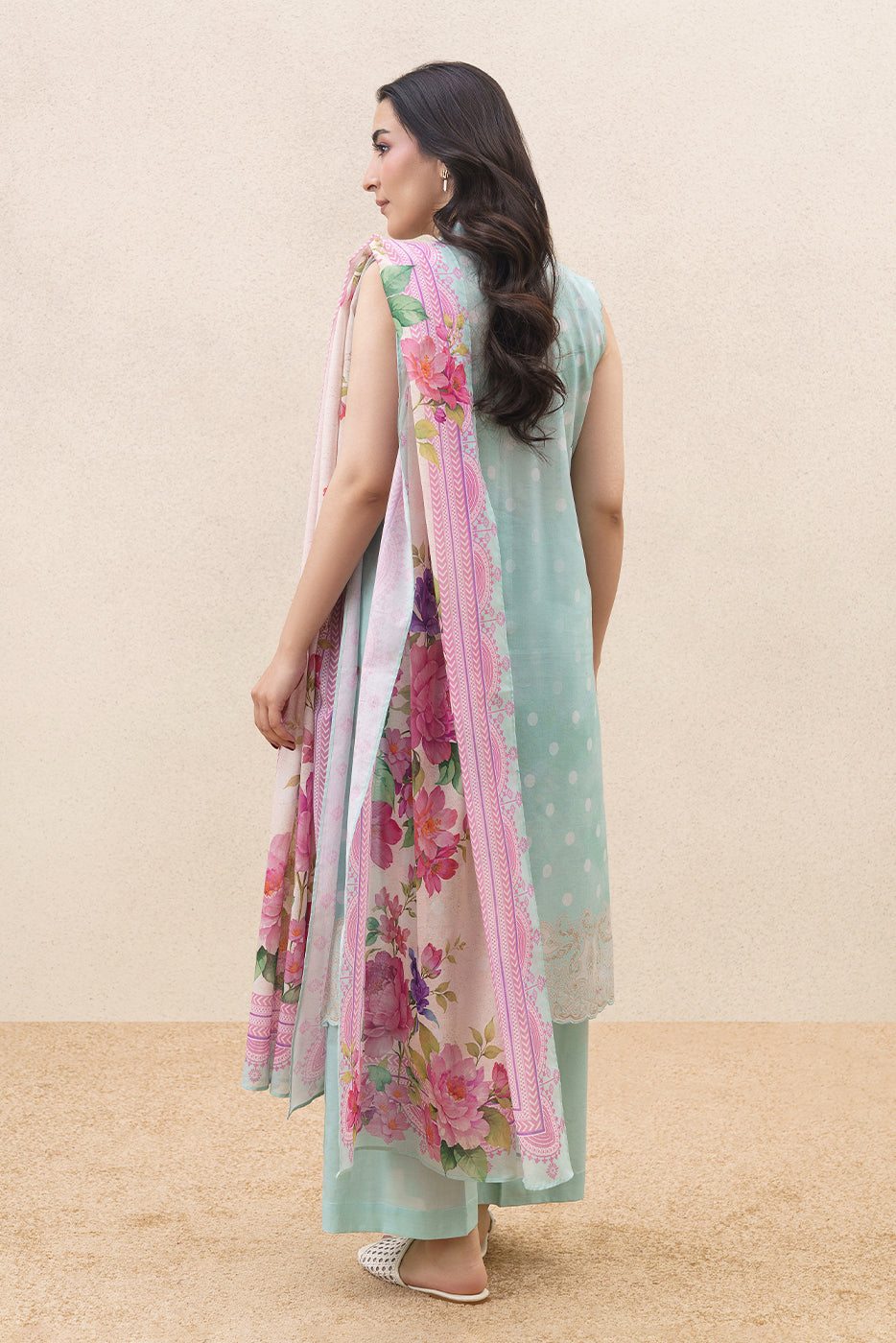 3 PIECE PRINTED LAWN SUIT-SKY SERENITY (UNSTITCHED)